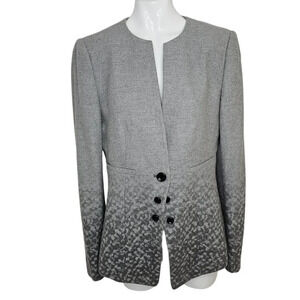 Emporio Armani Womens Wool Blazer Jacket Size US M  Gray One Button